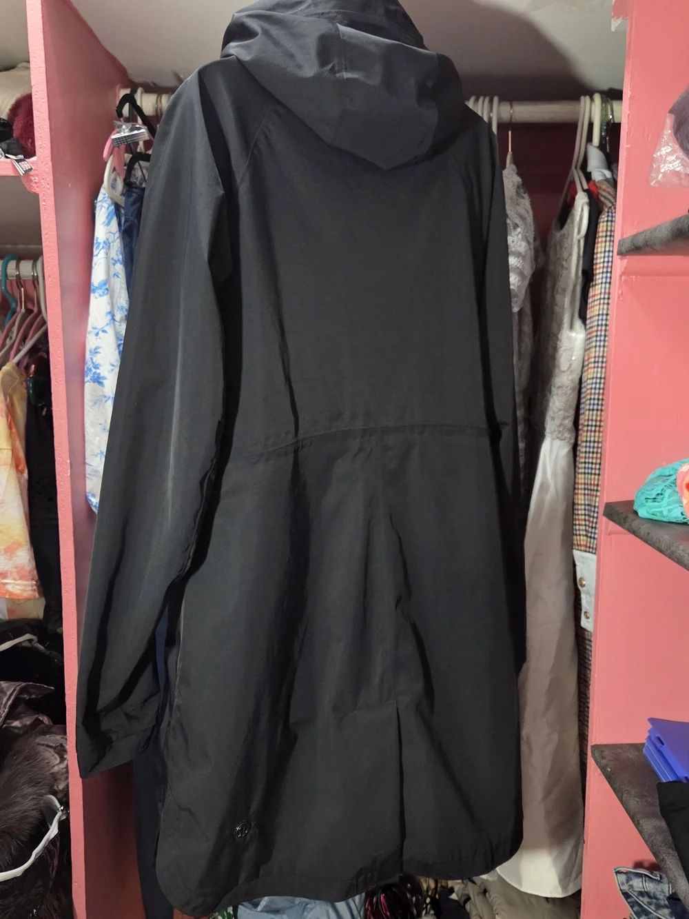 lululemon athletica Black Hooded Long Trench Coat